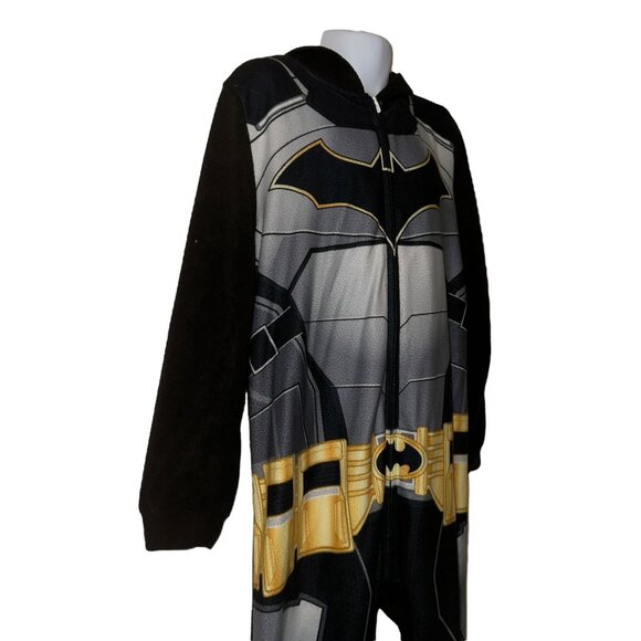 DC Comics Batman Pajamas Big Boys 8 Black Lightweight Fleece PJs Unionsuit Hood - Picture 4 of 9